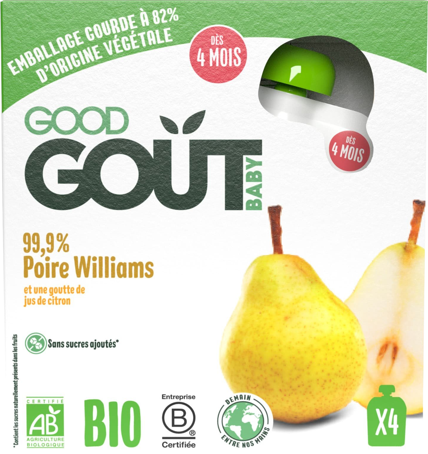 Good Goût BIO Hruška 4 x 85 g