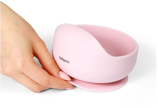 Baby Ono Miska silikonová s přísavkou - pink 6m+
