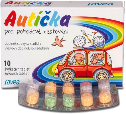 Favea Autíčka pro pohodové cestování žvýkacích tablety 10 ks