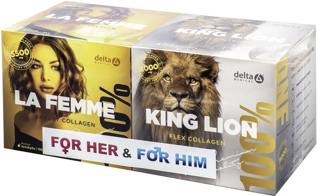 Delta Partnerský balíček LA FEMME & KING LION COLLAGEN,  Prášek na přípravu nápoje 436 g