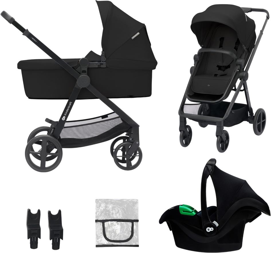 Kinderkraft Kočárek kombinovaný 3v1 Newly Classic black + Mink PRO