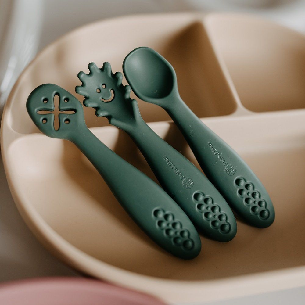 Petite&Mars Set silikonových tréninkových lžiček Take&Match Desert Sand 6m+ 3 ks