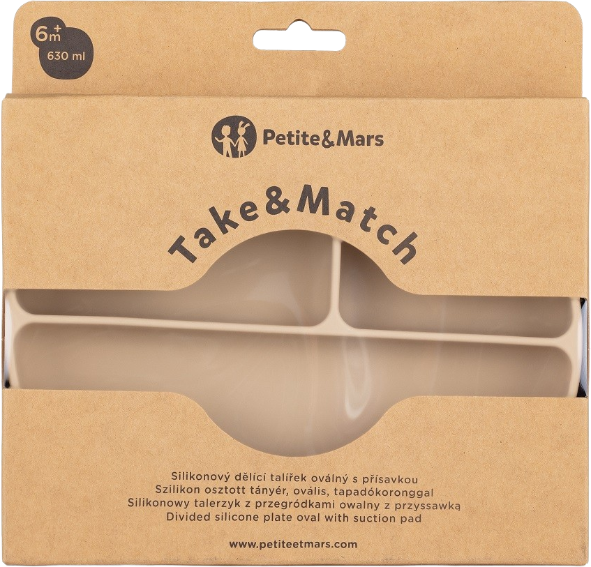 Petite&Mars Talířek silikonový dělící oválný Take&Match Desert Sand 6m+