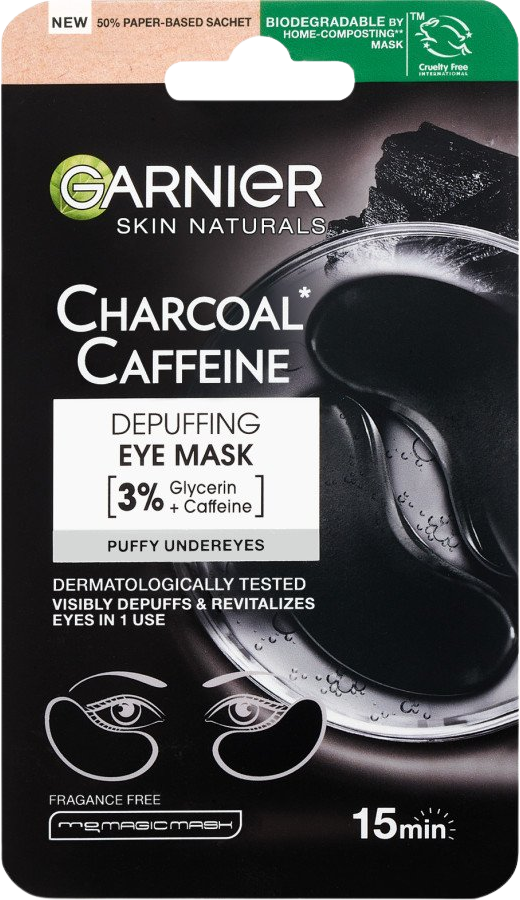Garnier Skin Naturals oční maska s aktivním uhlím pro osvěžení očního okolí, 5 g