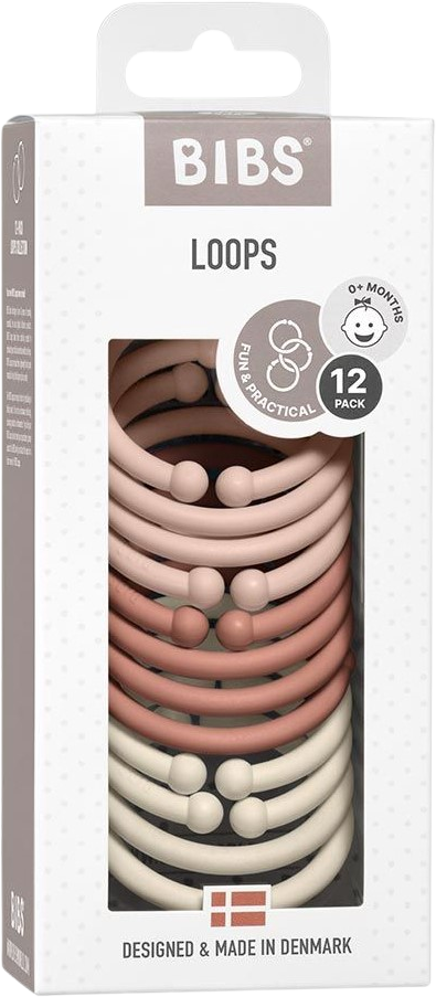 BIBS Loops Kroužky, Blush/ Woodchuck/ Ivory 12 ks