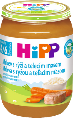 HiPP BIO Mrkev s rýží a telecím masem 190 g