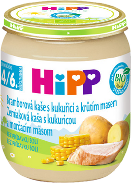 HiPP BIO Bramborová kaše s kukuřicí a krůtím masem 125 g