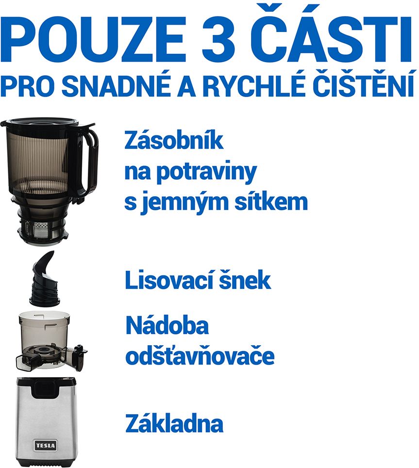 Tesla SlowJuicer SJ770 XXL Deluxe - nízkootáčkový šnekový odšťavňovač