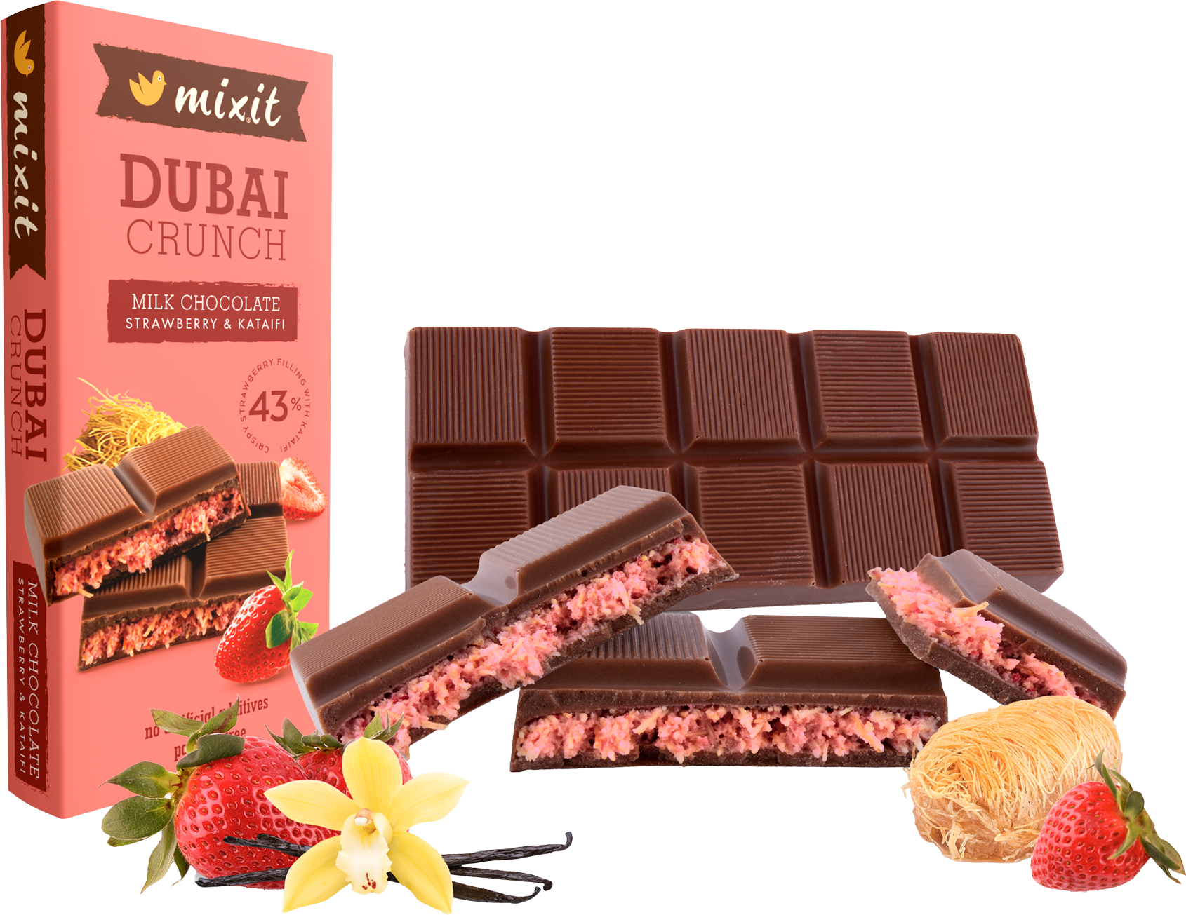 Mixit Dubajská čokoláda s jahodovou náplní 70 g