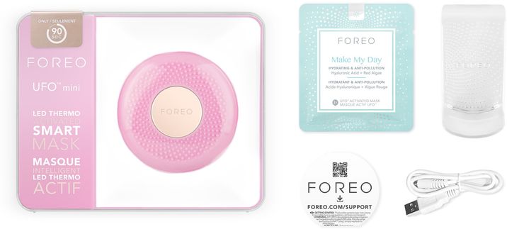 Foreo UFO mini, Sonický přístroj pro urychlení účinků pleťové masky, Pearl Pink