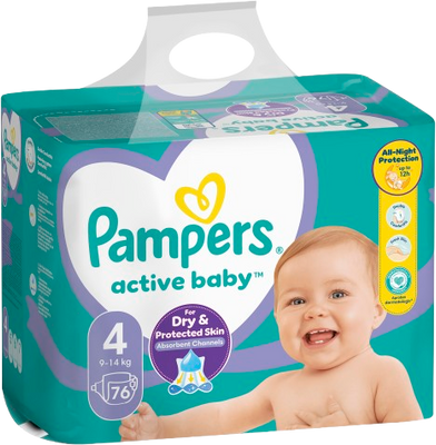 Pampers Active Baby plenky vel. 4, 9-14 kg, 76 ks