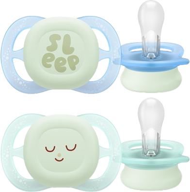 Philips Avent Šidítko Ultrastart noční 0-2m chlapec 2 ks