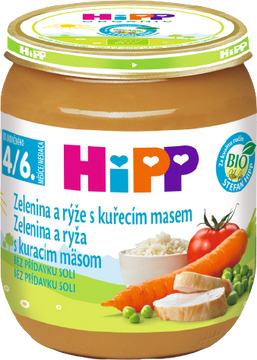 HiPP BIO Zelenina a rýže s kuřecím masem 125 g
