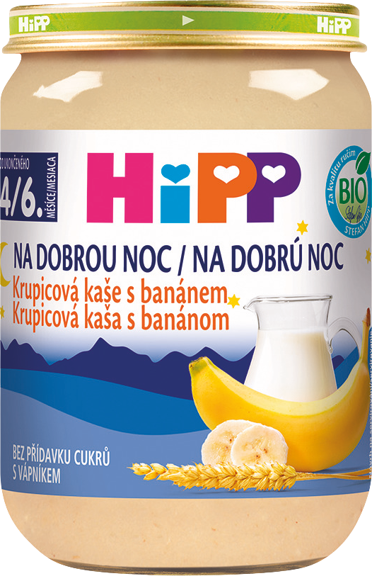 HiPP BIO Kaše na dobrou noc krupicová s banánem 190 g