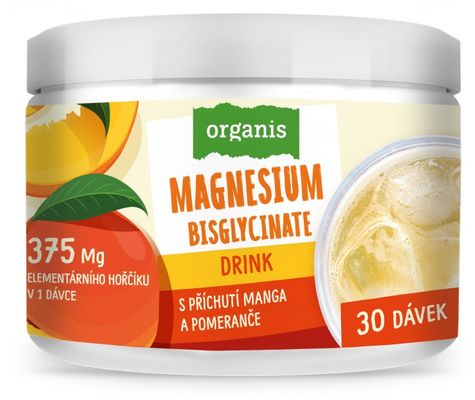 Organis Magnesium Drink s příchutí manga a pomeranče 102 g