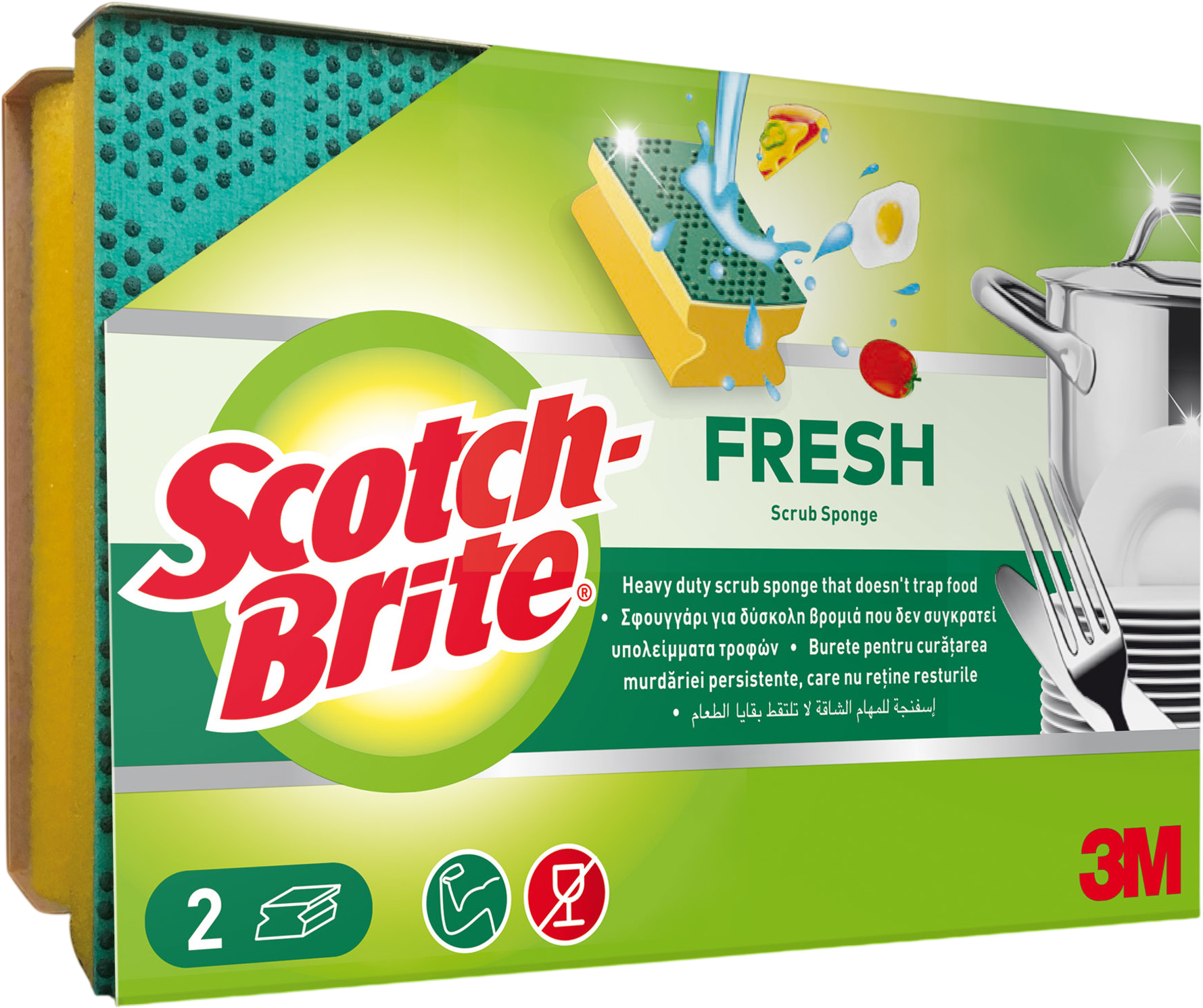 3M Scotch-Brite® čisticí houba Fresh chránící nehty na povrch odolný proti poškrábání 2 ks