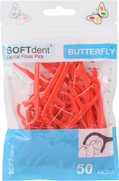 SOFTdent Butterfly Dentální párátka s nití 50 ks