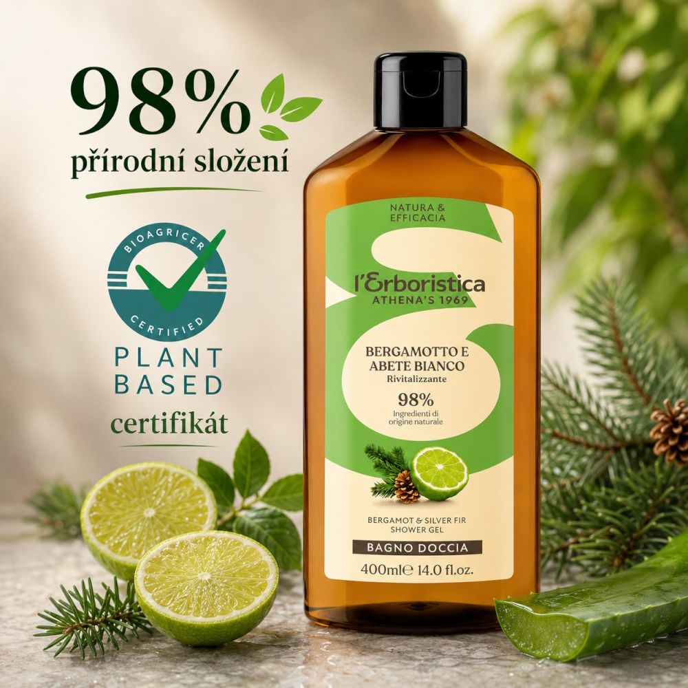 Erboristica Přírodní sprchový gel Bergamot & Bílá jedle – hydratace a voňavá pěna 400 ml
