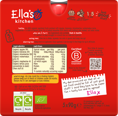 Ella's Kitchen BIO RED ONE ovocné pyré s jahodami 5 x 90 g