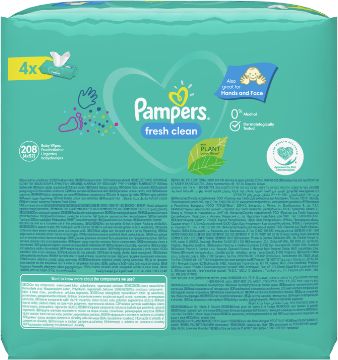 Pampers Fresh Clean Vlhčené ubrousky 4 x 52 ks