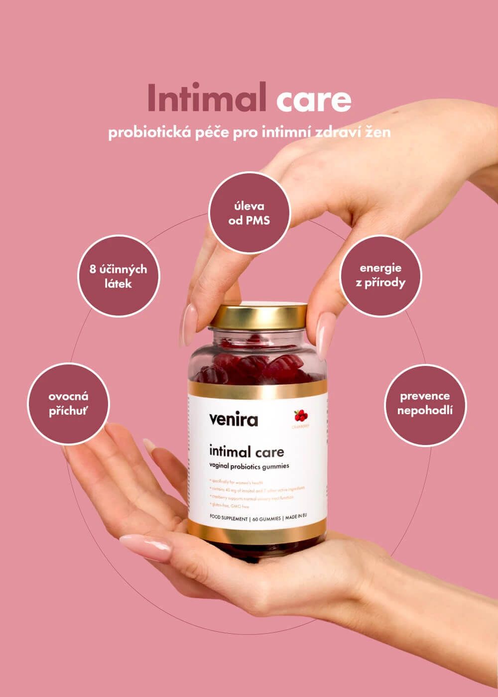 Venira intimal care - medvídci pro vaginální péči brusinka 60 ks