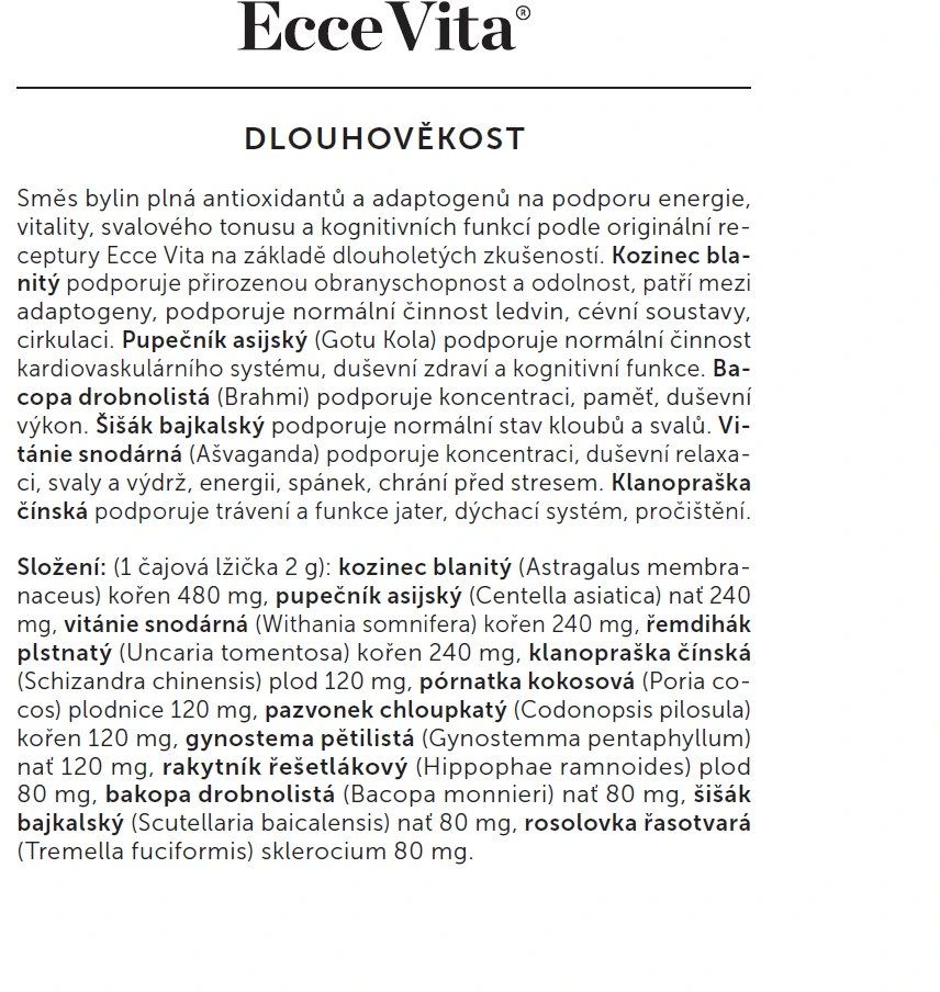 Ecce Vita Bylinný čaj Dlouhověkost