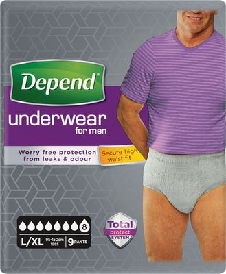 Depend Inkontinenční kalhotky abs. Super L/XL pro muže 9 ks