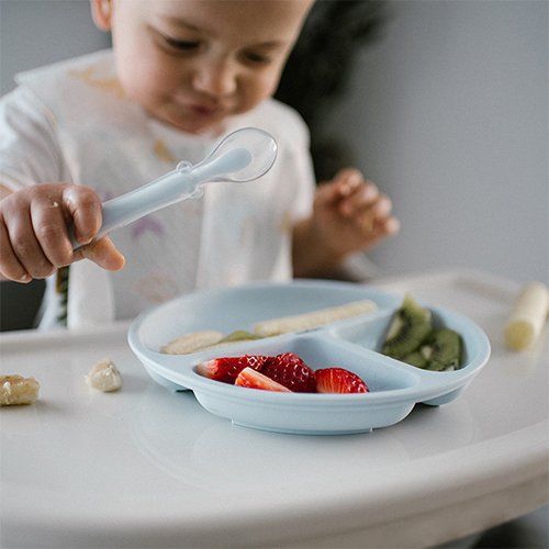 BabyOno Talíř silikonový s přísavkou - blue 6m+