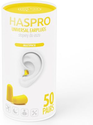 Haspro Tube50 Špunty do uší, žluté 100 ks