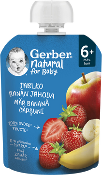 Gerber Natural kapsička jablko, banán a jahoda 90 g