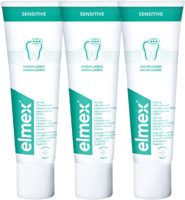 Elmex Sensitive Zubní pasta pro citlivé zuby 3 x 75 ml