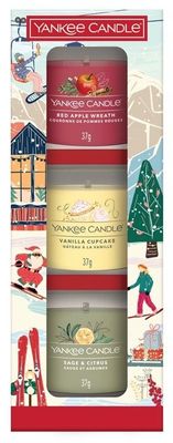 Yankee Candle Dárková sada 3 skleněných votivních svíček Holiday Party 2025, 3 x 37 g