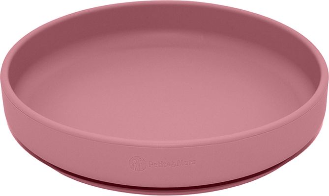 Petite&Mars Set jídelní silikonový TAKE&MATCH talíř + příbor Dusty Rose 6m+ 2 ks