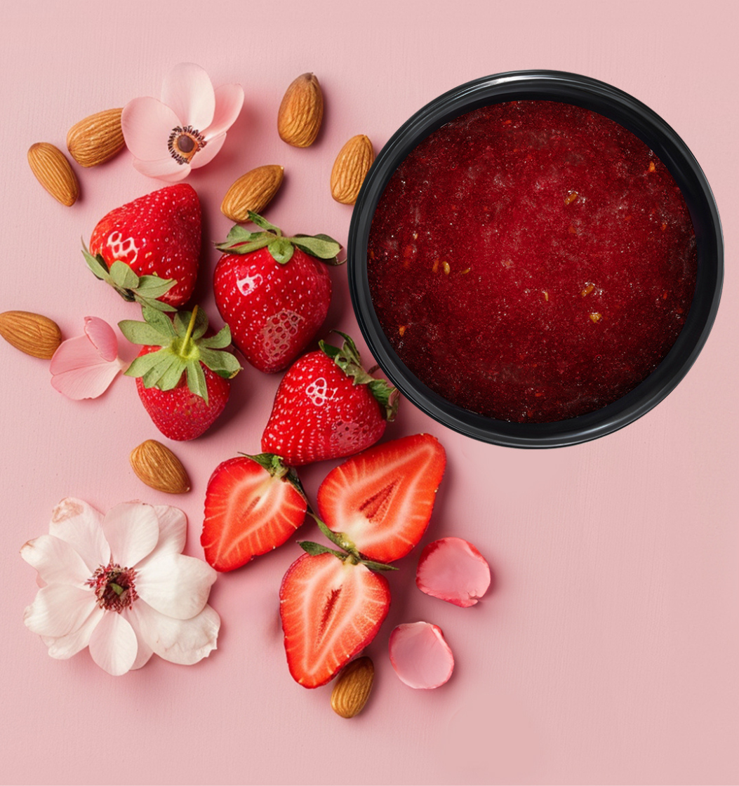 Organic Mimi Almond & Strawberry Body Scrub Jam tělový peeling 250 g