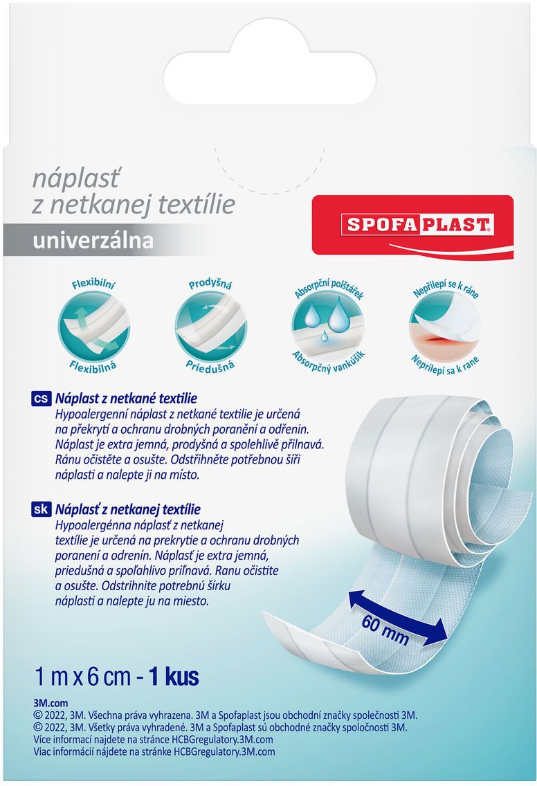3M Spofaplast Náplast z netkané textilie 854, 1 m × 6 cm
