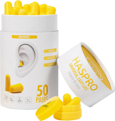 Haspro Tube50 Špunty do uší, žluté 100 ks