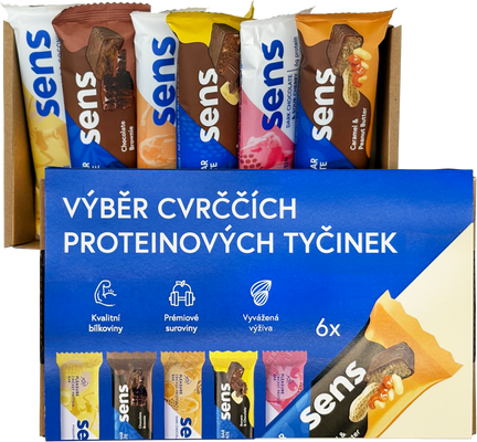 Sens Cvrččí proteinové tyčinky v dárkovém balení - starter pack 6 tyčinek
