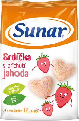 Sunar dětské křupky jahodová srdíčka 50 g