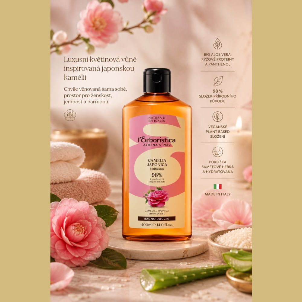 Erboristica Přírodní sprchový gel Camelia Japonica – hydratace a chvíle pro sebe 400 ml