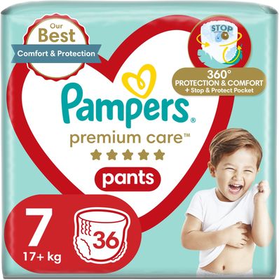 Pampers Plenkové Kalhotky Premium Care pants vel. 7 36 ks