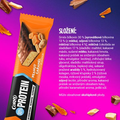 Corny Protein 30 % proteinová tyčinka arašíd karamel 50 g