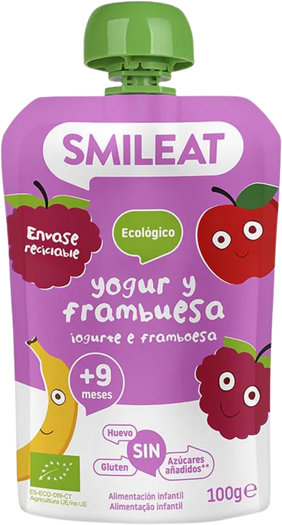 Smileat BIO kapsička řecký jogurt, jablko, banán, malina a rýže 9M+ 100 g