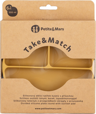 Petite&Mars Talířek silikonový dělící kulatý Take&Match Intense Ochre 6m+