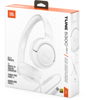 JBL Tune 530C White, kabelová sluchátka na uši