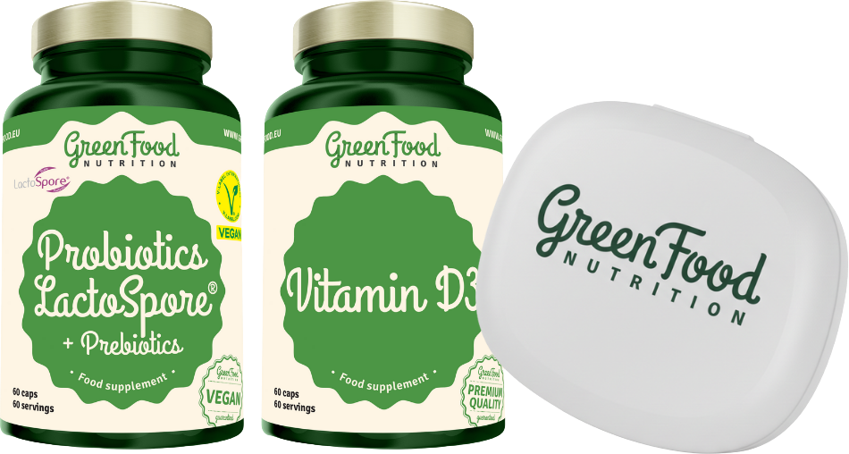 GreenFood Nutrition Probiotics Lactospore® + Prebiotics +Vitamin D3 2 x 60 kapslí