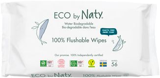 Eco by Naty Vlhčené ubrousky Naty bez vůně - splachovatelné 56 ks