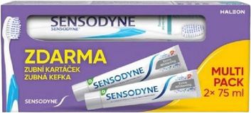 Sensodyne Extra Whitening + zubní kartáček 2 x 75 ml