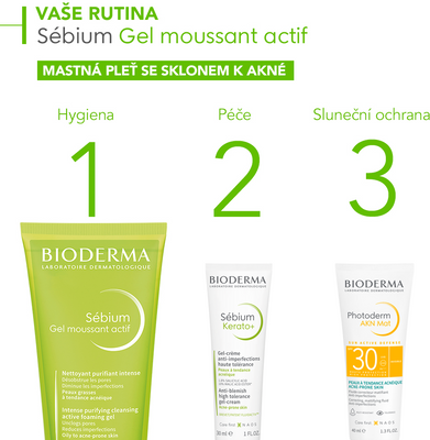 Bioderma Sébium Gel moussant actif intenzivní hloubkově čisticí gel pro mastnou pleť a akné 200 ml