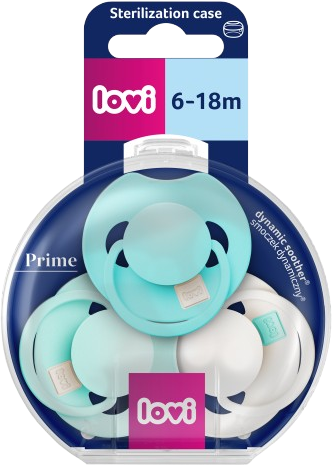 LOVI Dudlík silikonový dynamický PRIME Tutti Frutti 6-18m Aqua Green 3 ks