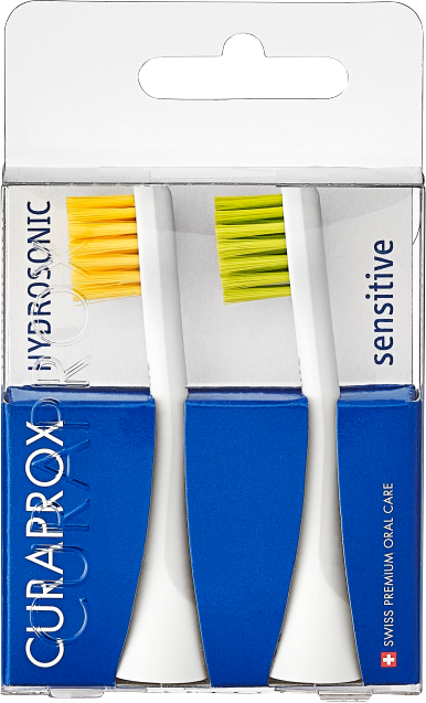Curaprox Náhradní hlavice hydrosonického kartáčku sensitive žlutá/zelená 2 ks
